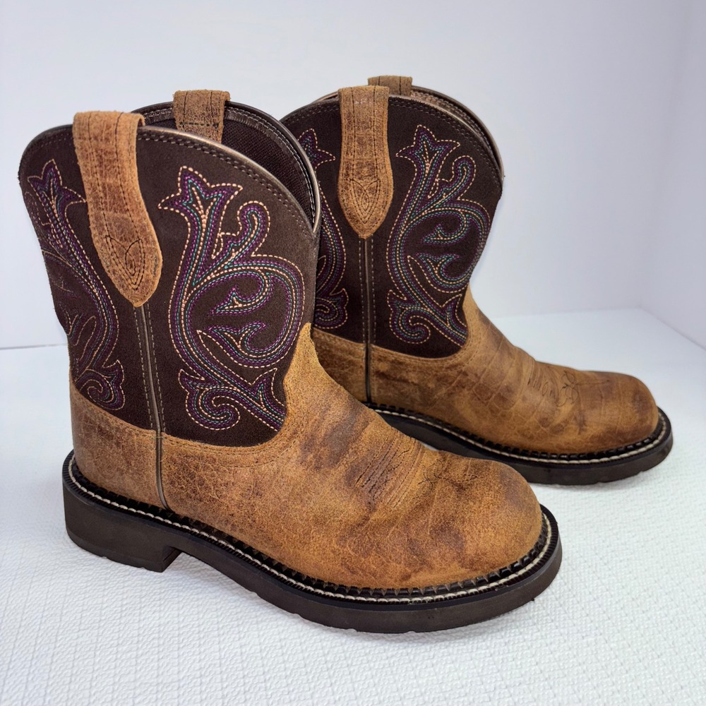 Ariat Leather Western Cowboy Boots Kids 6.5 B Style 10034020 Brown Big Kids